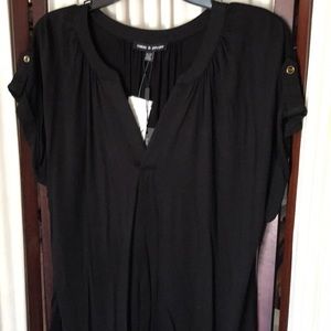 Cable&Gauge black top blouse tee Sz XL NWT